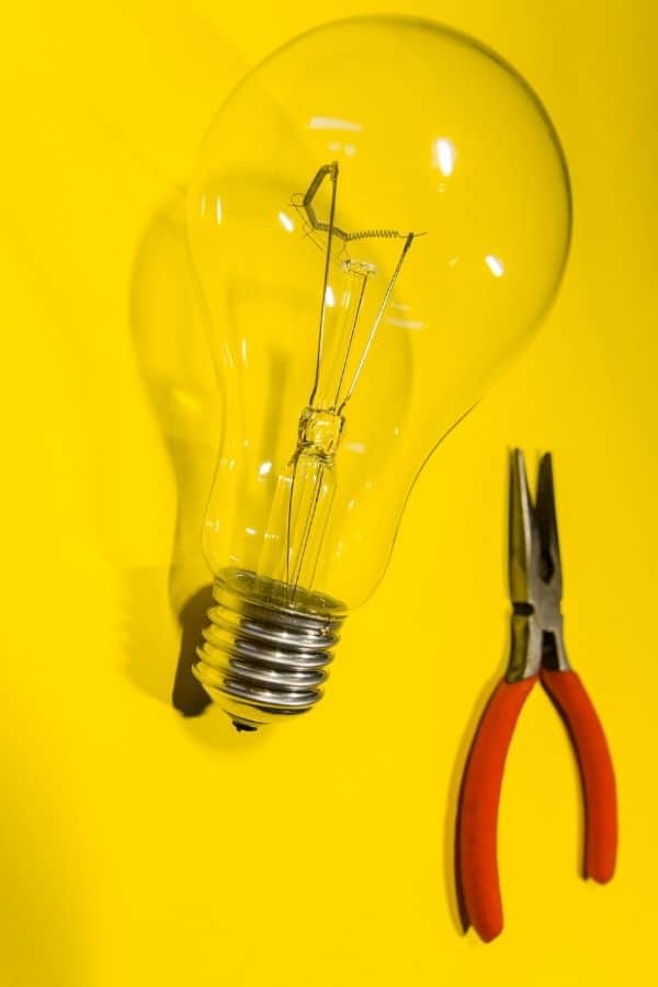 Light bulb and pliers