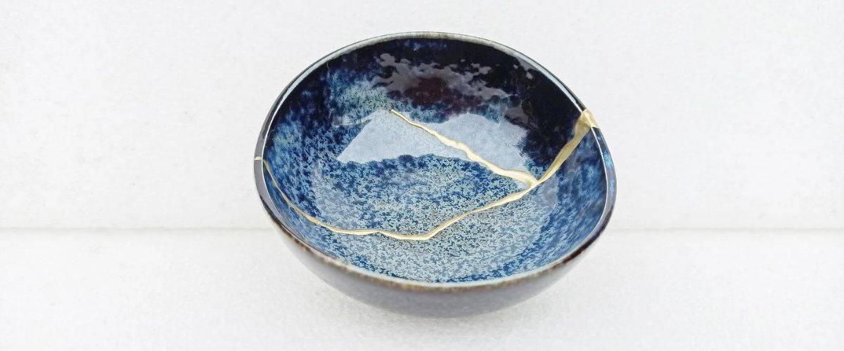 Blue Kintsugi bowl