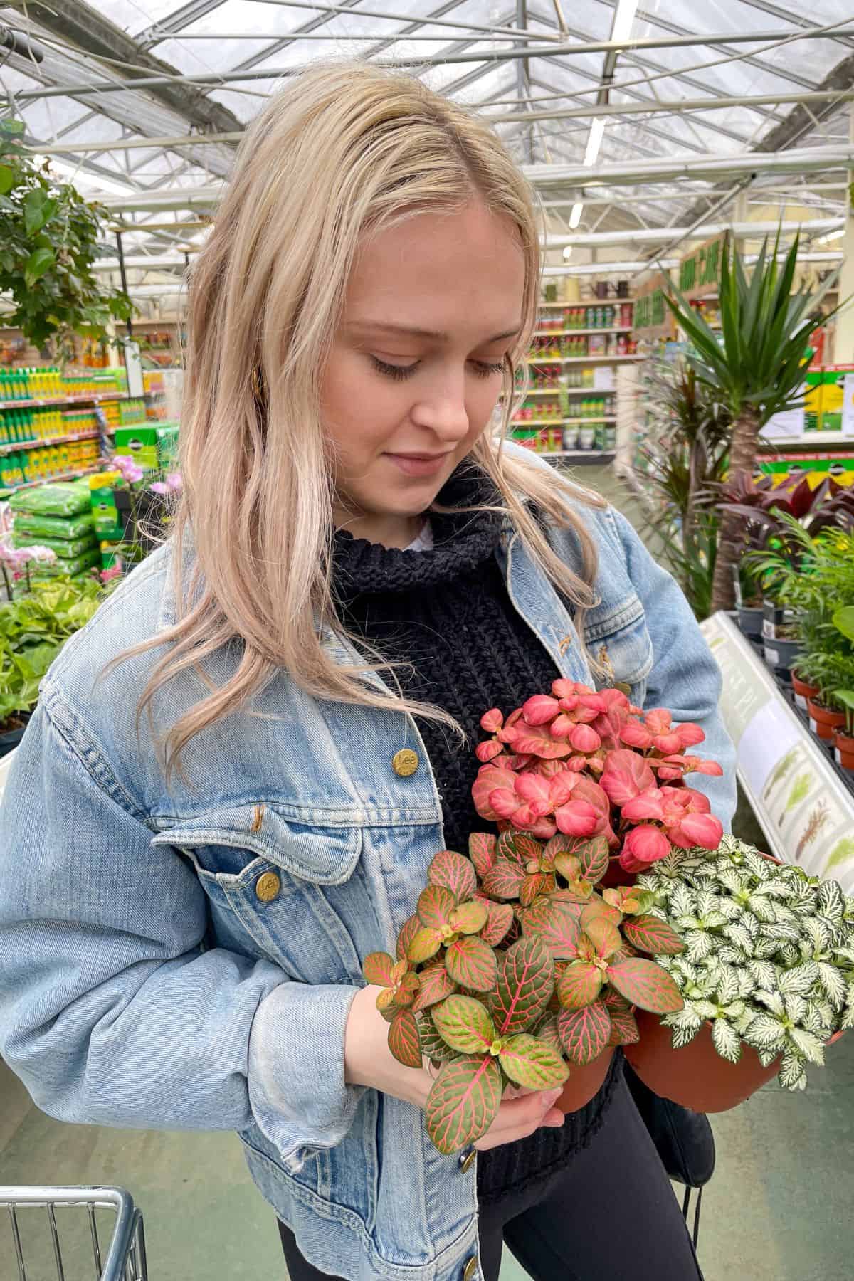 Girl with Fittonia plants